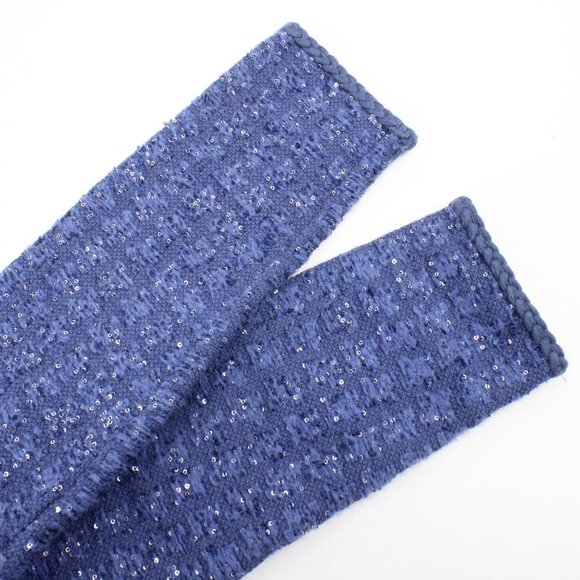 NWT Sandro Cropped Glitter Tweed Effect Coatigan with Braided Trim in Blue FR 0 - Picture 7 of 16